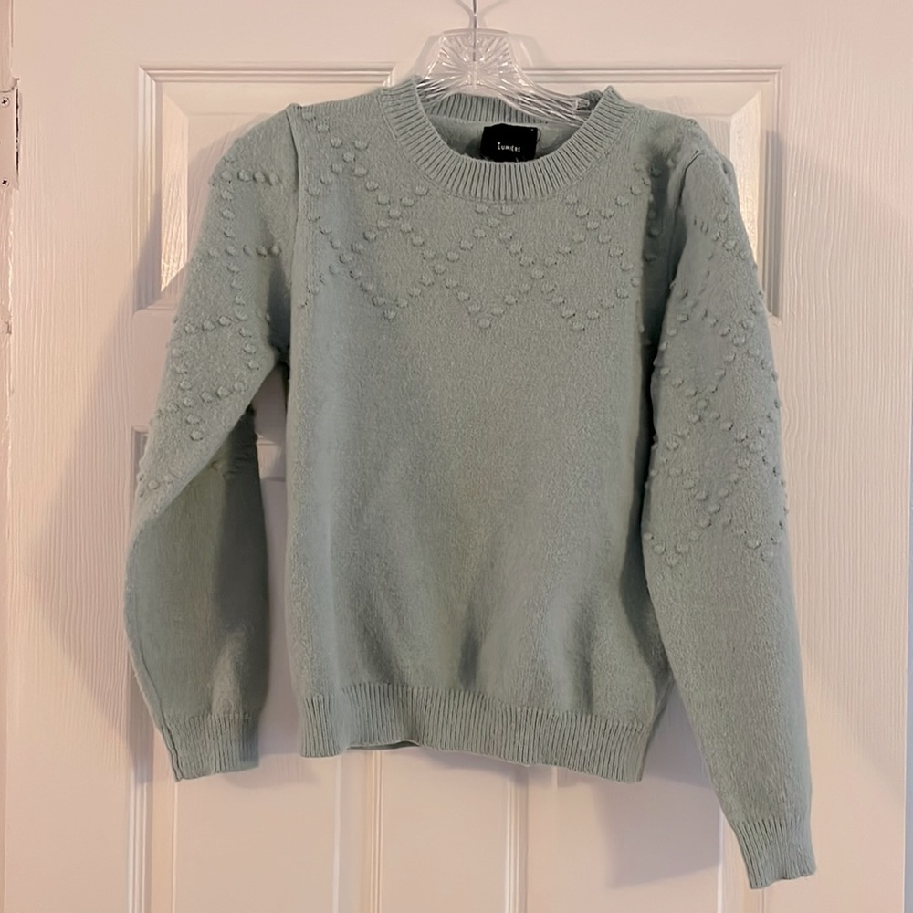 Unique Vintage blue bobble knit sweater, women’s small